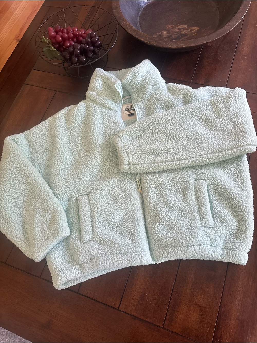 Cozy Pastel Mint Sherpa Zip-Up Jacket